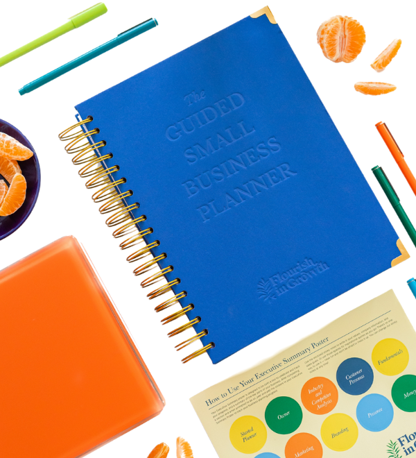 hero shot of the cover of The Guided Small Business Planner. A step-by-step guide for starting your business.