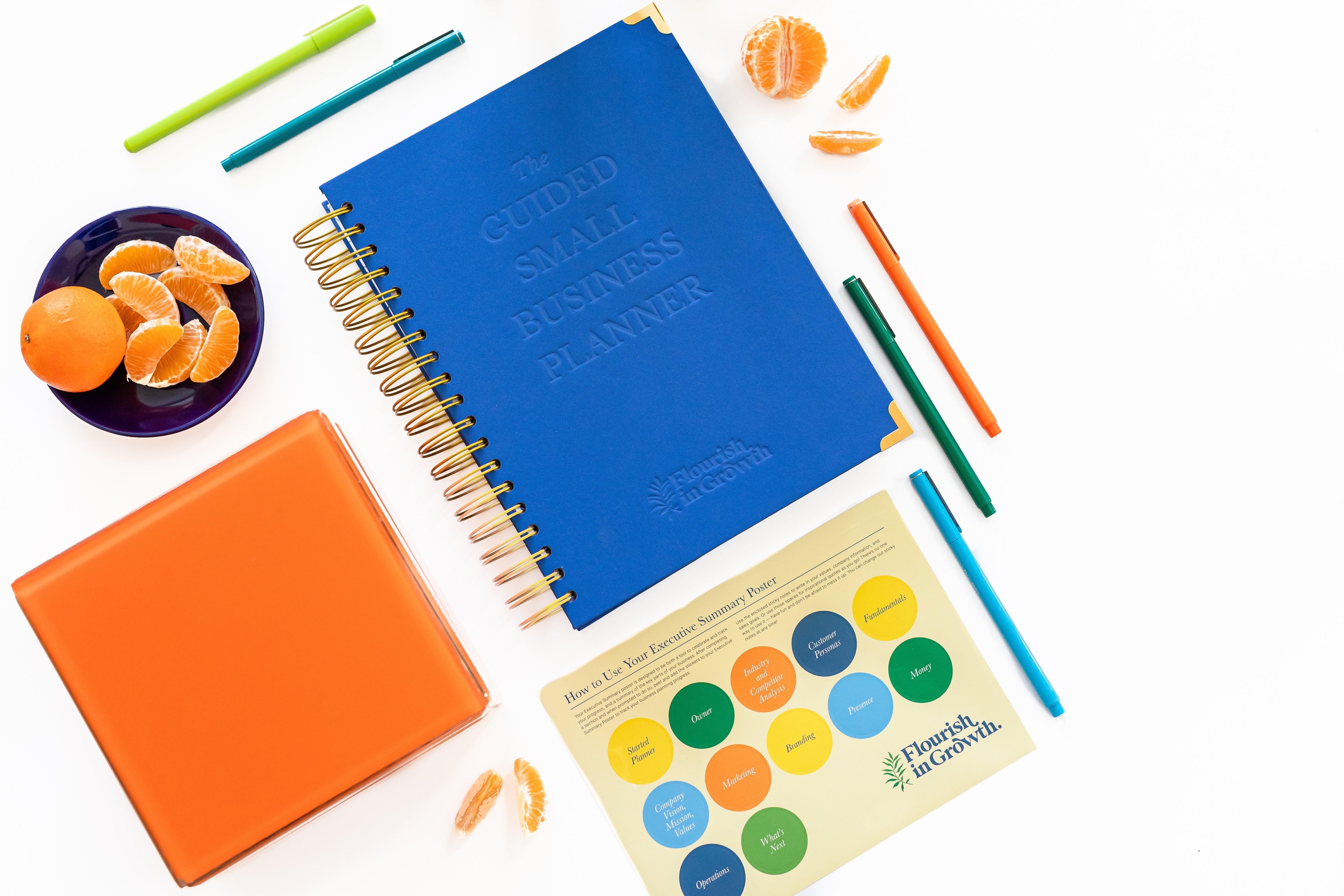 hero shot of the cover of The Guided Small Business Planner. A step-by-step guide for starting your business.